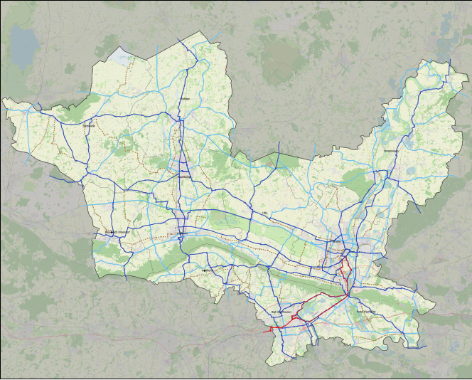 Alltagsnetz des Radverkehrskonzepts des Kreises Minden-Lübbecke, inkl. kommunale Ergänzungsrouten